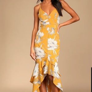 Lulus Mustard Yellow Floral dress